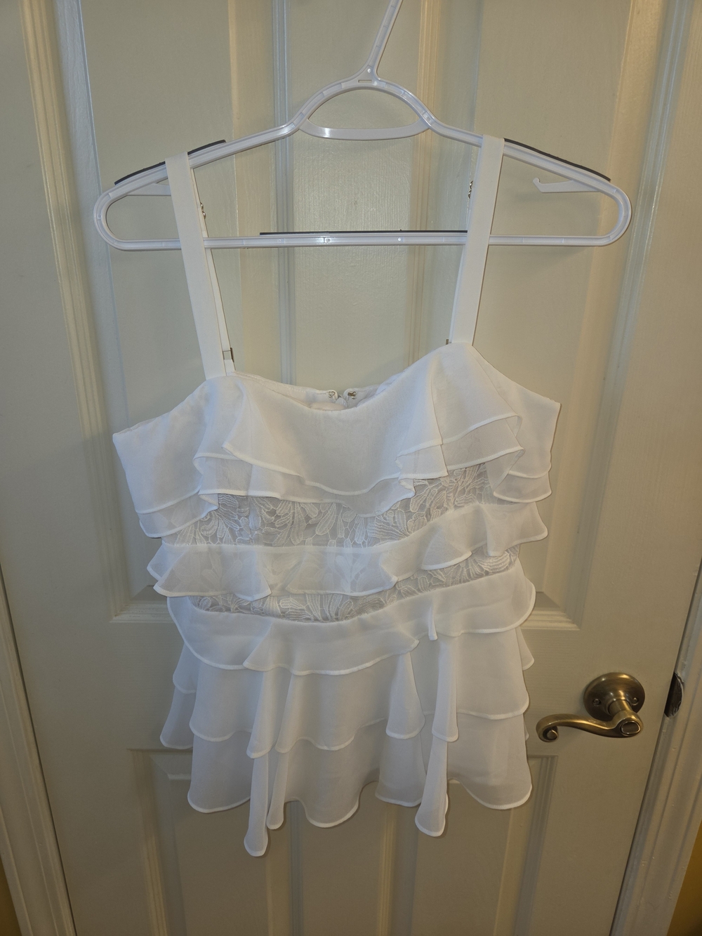 Lilly Pulitzer 6 Olive Top Resort White Tiered Ruffle Lace Cami Tank